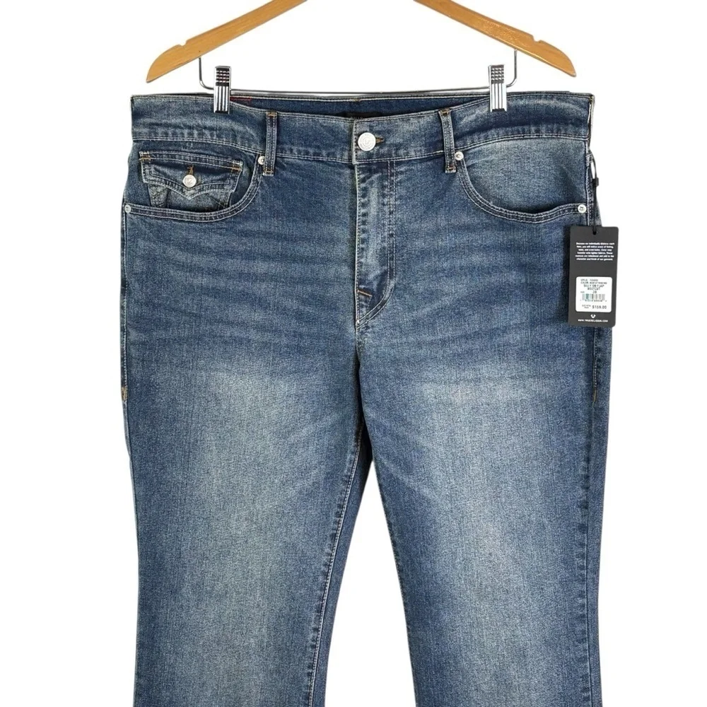 NEW True Religion Billy Flap Bootcut Jeans Size 36 Blue Relaxed Fit 36 x 33.5